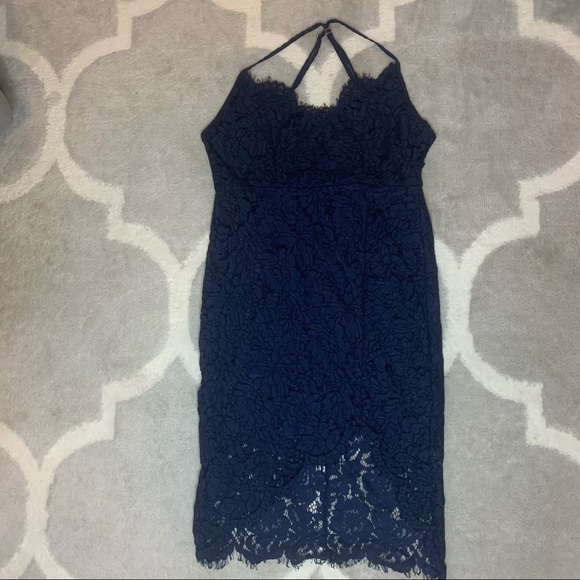Flirting with Desire Navy Blue Lace Bodycon Dress SIZE SMALL - Picture 4 of 10